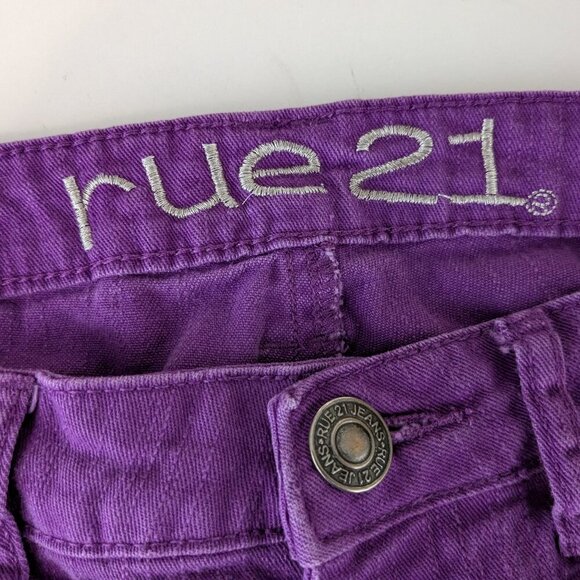 RUE 21 Purple Stretchy Denim Low-Rise Skinny Jeans; Zippers; Size 0/1 - Picture 4 of 5